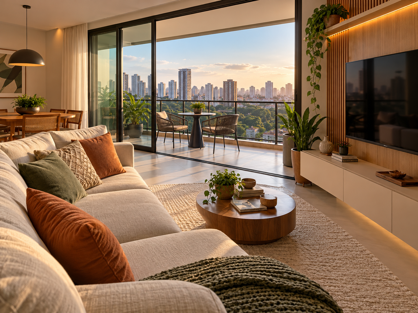 Apartamento com varanda e vista livre